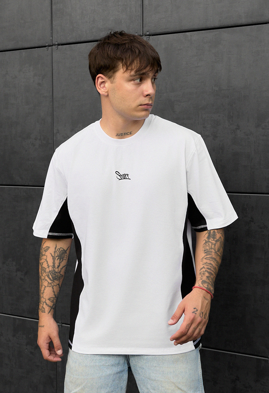 Tricou Staff white & black logo