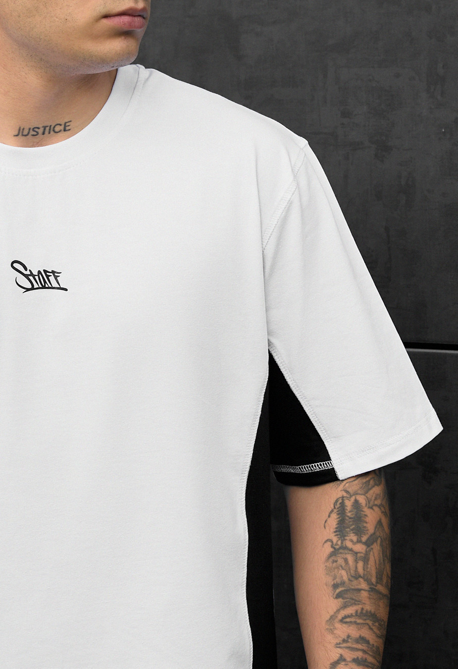 Tricou Staff white & black logo