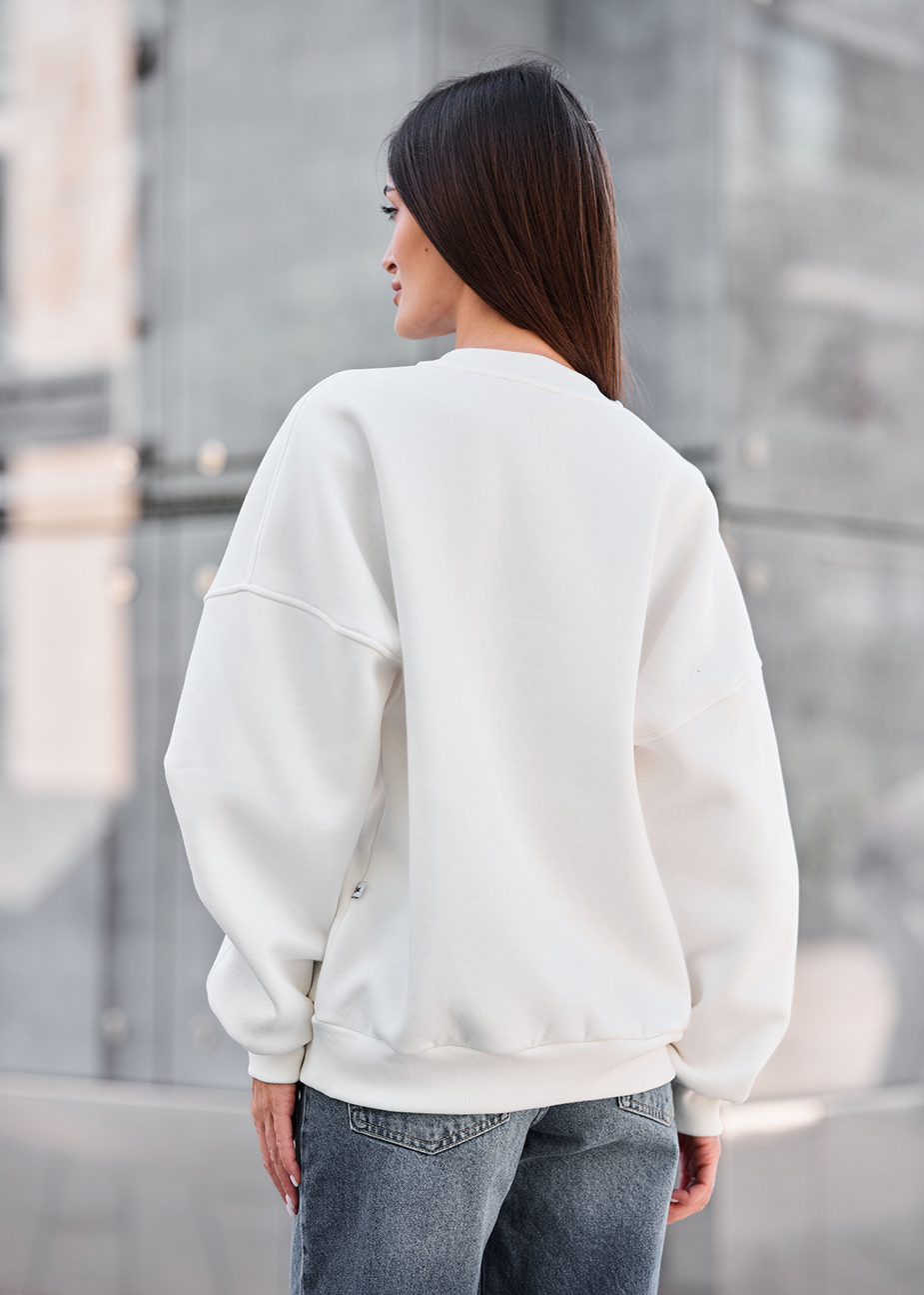 Bluză de damă Staff white oversize fleece