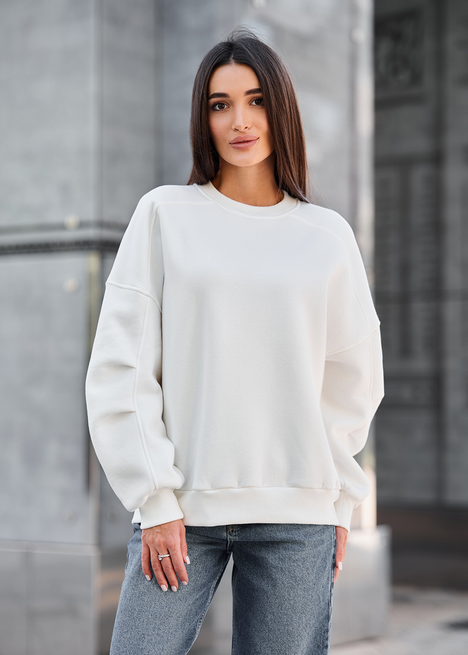 Bluză de damă Staff white oversize fleece