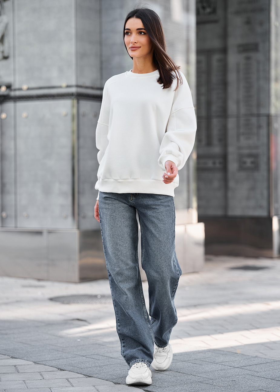 Bluză de damă Staff white oversize fleece