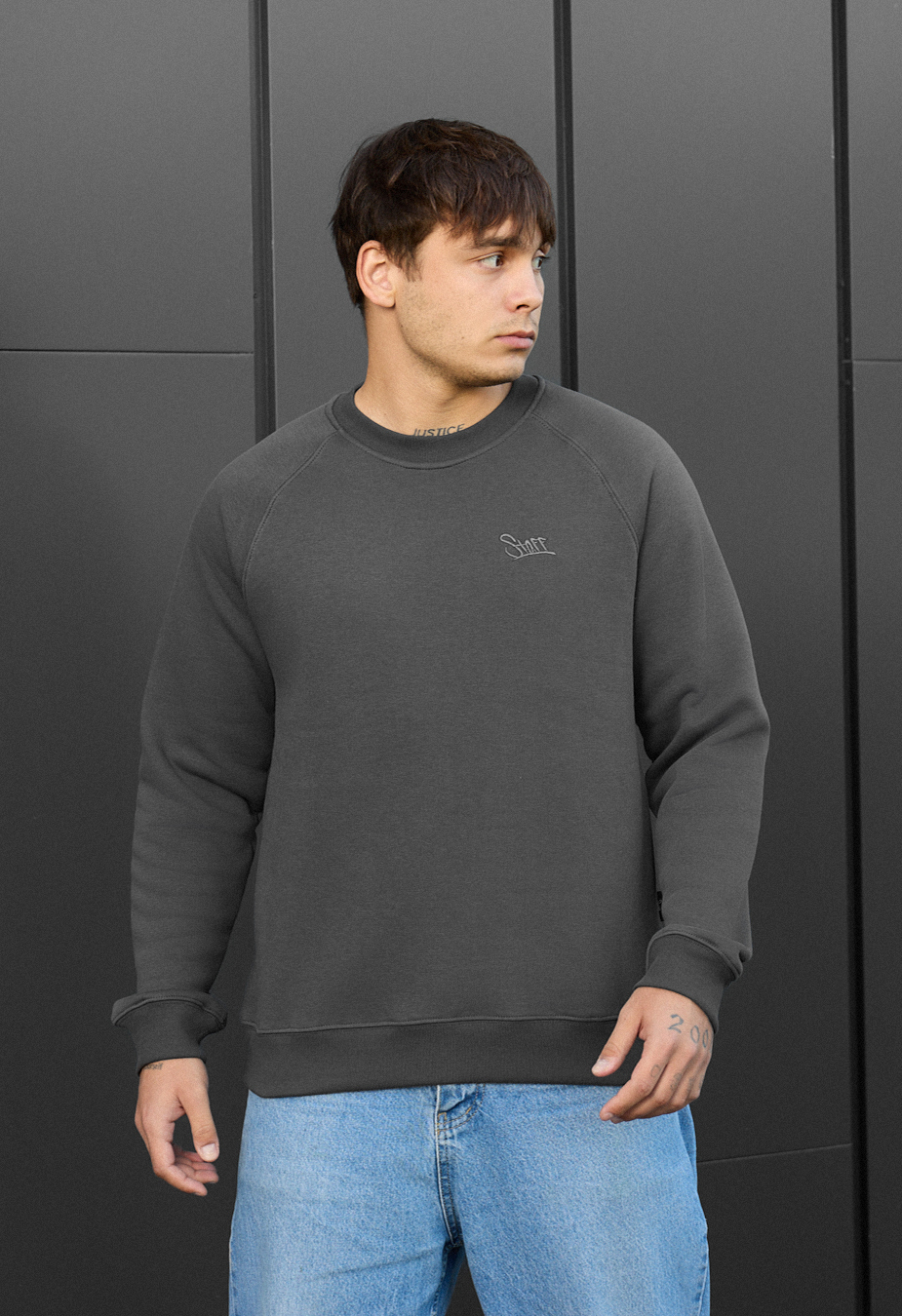 Bluză de trening Staff dark gray logo fleece