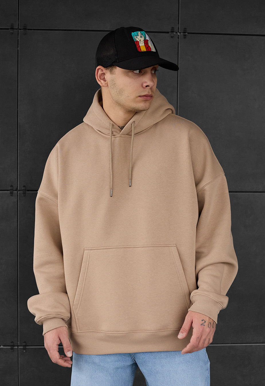 Hanorac Staff light brown basic oversize fleece