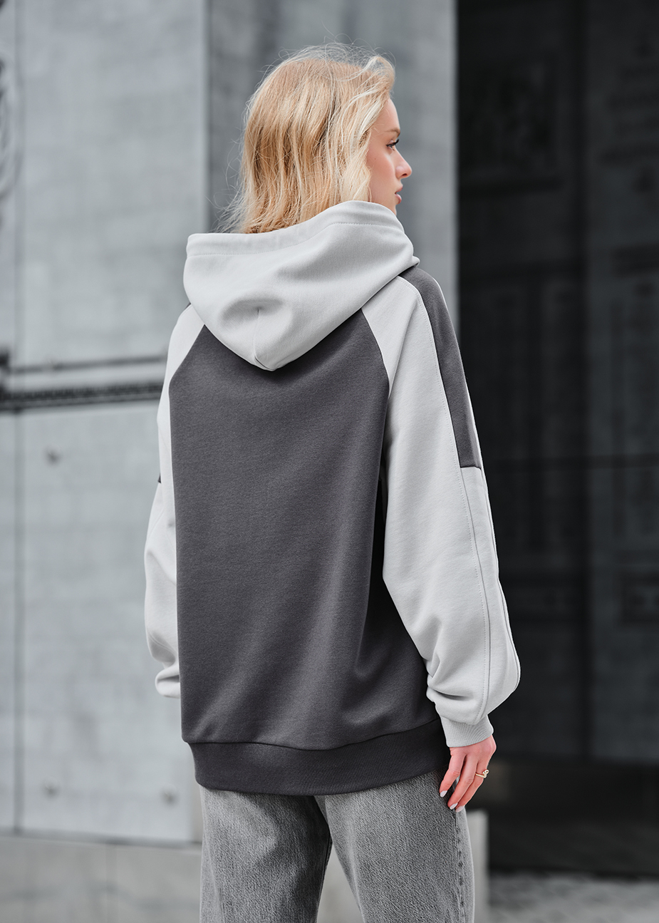 Hanorac de damă Staff gray & light gray zip oversize