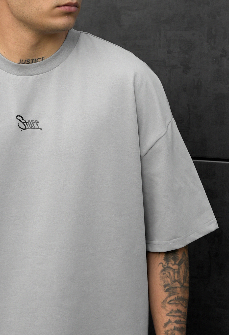 Tricou  Staff gray logo oversize