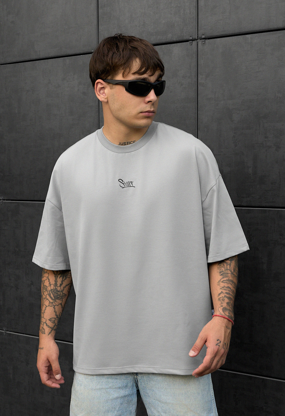 Tricou  Staff gray logo oversize