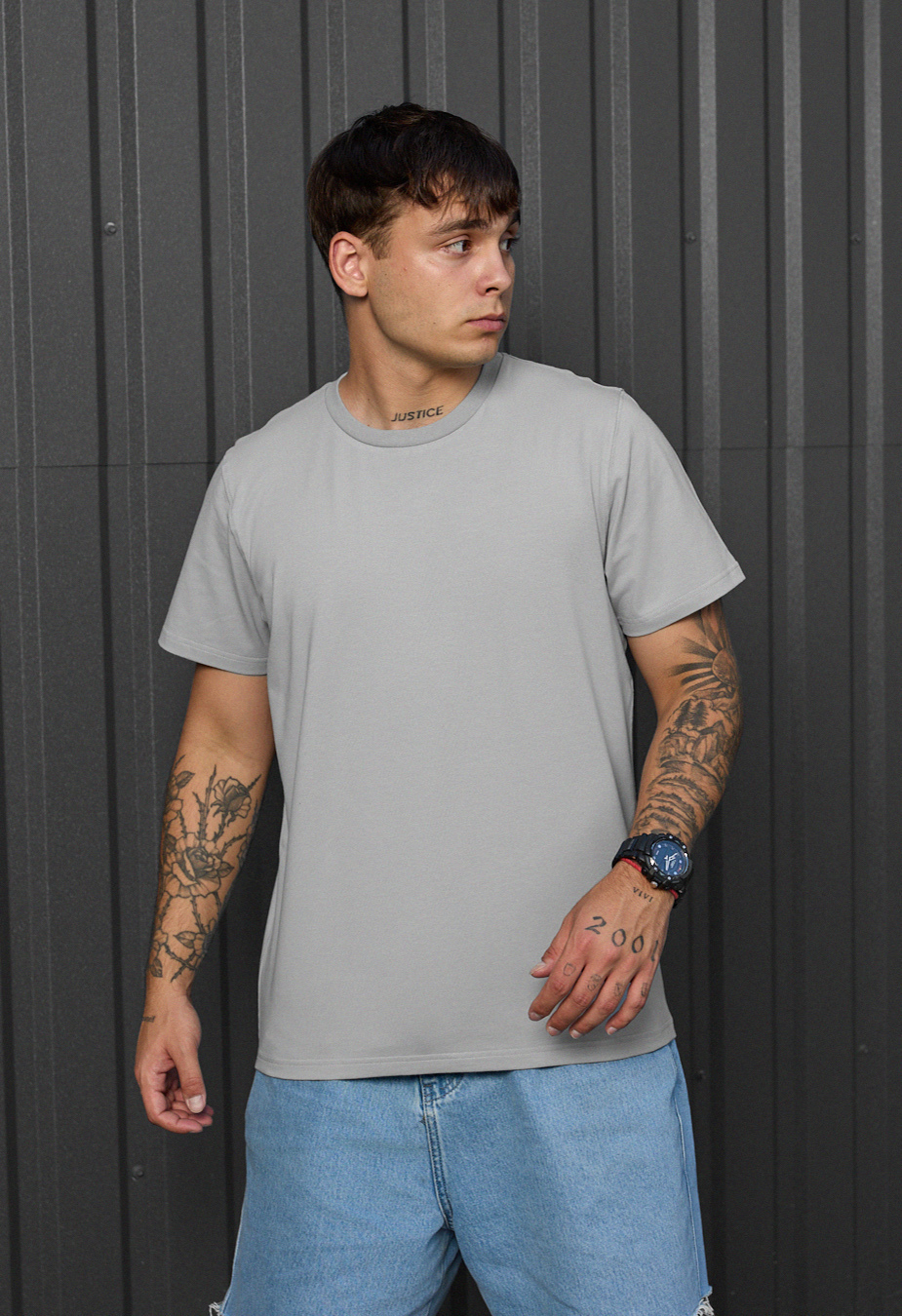 Tricou Staff light gray basic