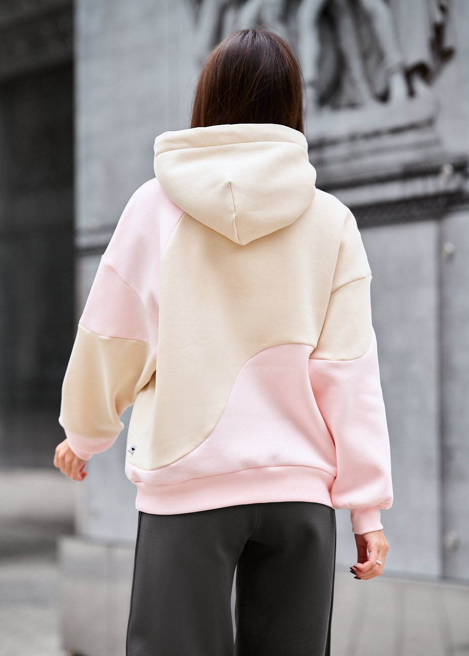 Hanorac de damă Staff moi pink & beige oversize fleece