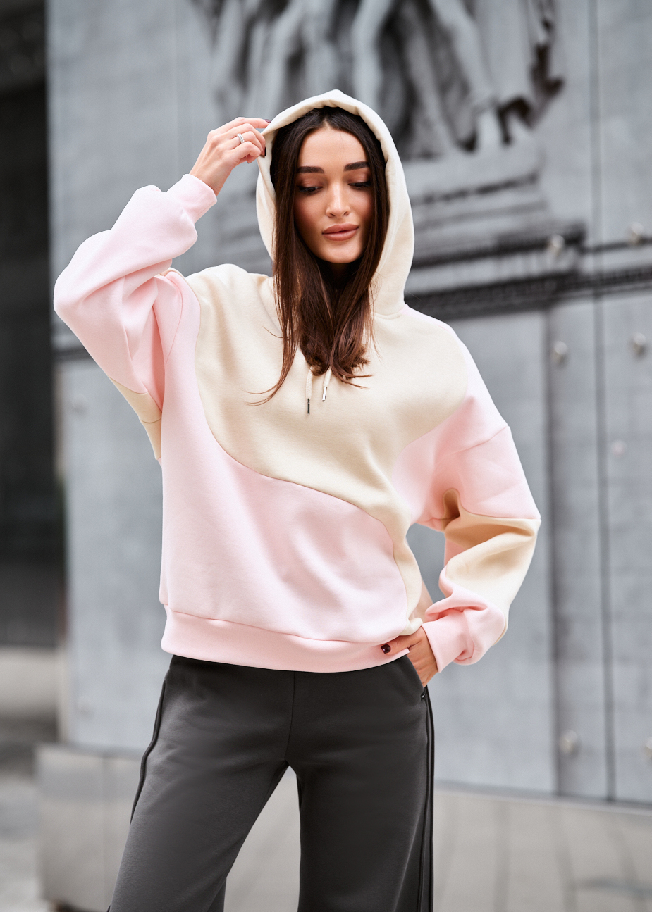 Hanorac de damă Staff moi pink & beige oversize fleece