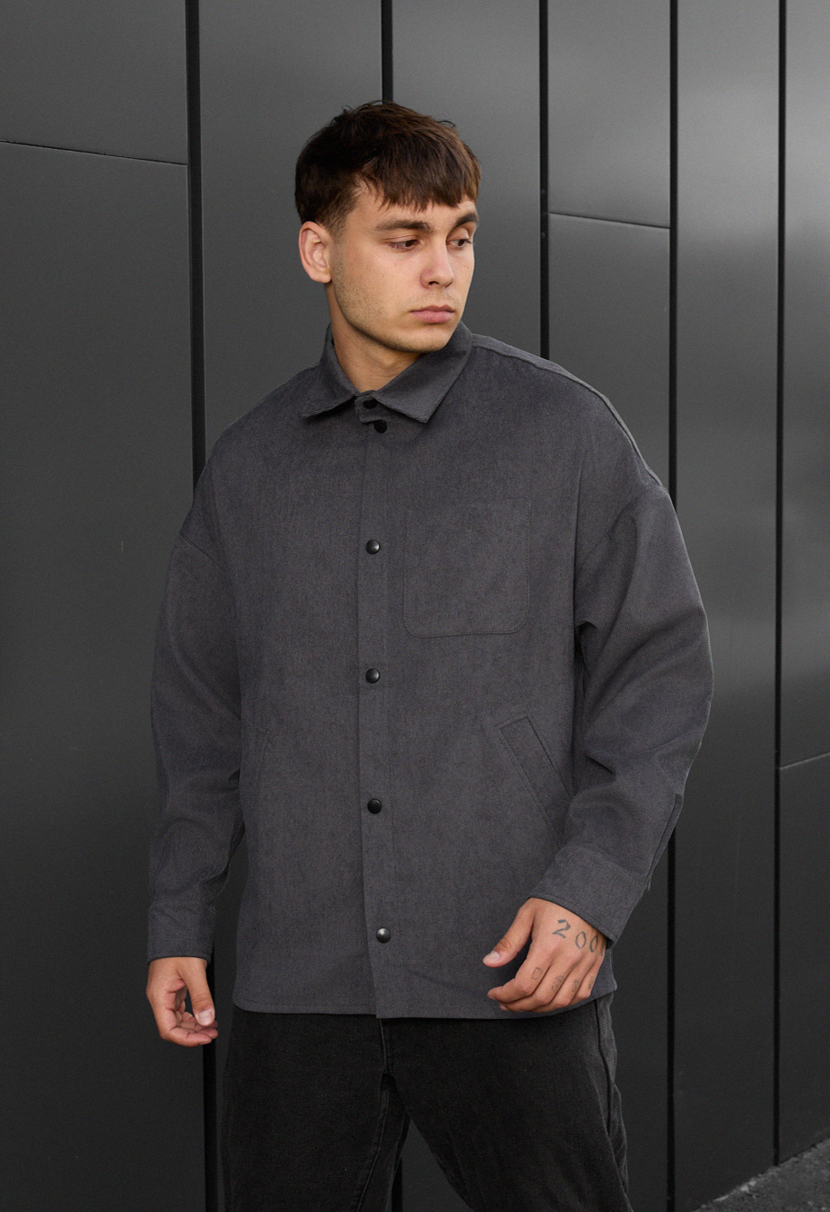 Cămașă Staff velvet dark gray