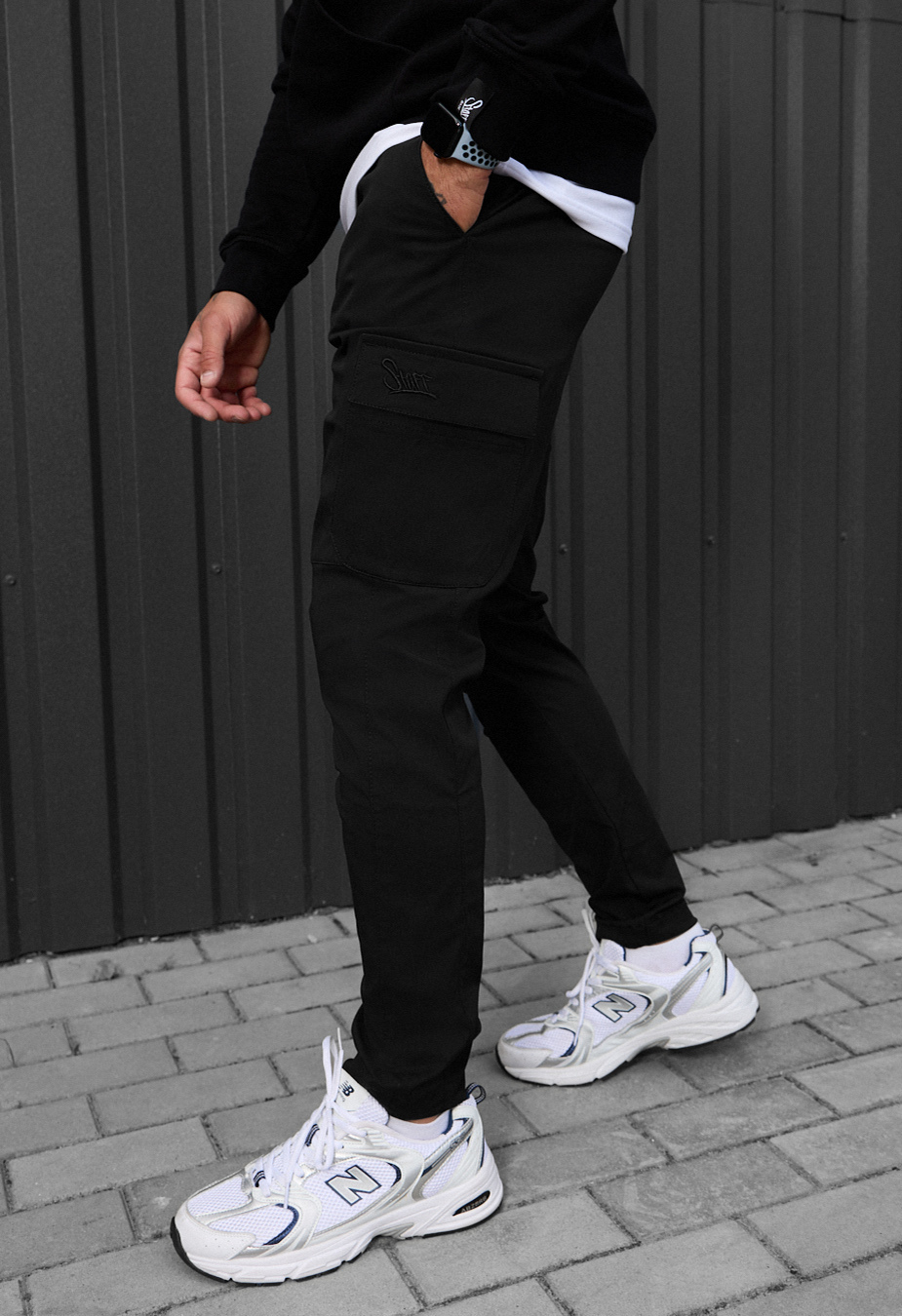 Pantaloni Staff cargo copp black