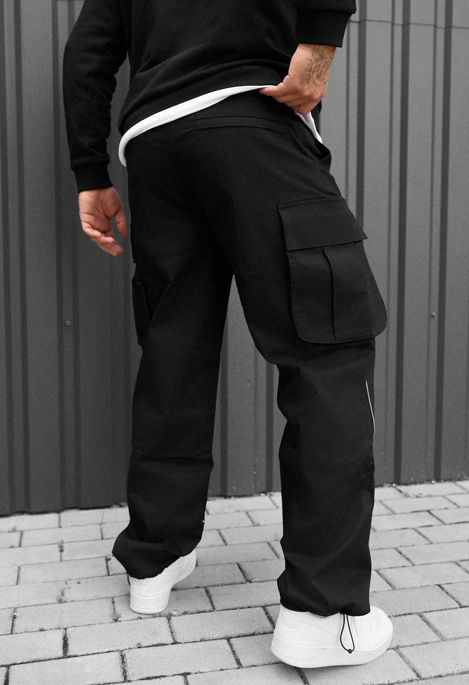 Pantaloni Staff cargo fol black reflective