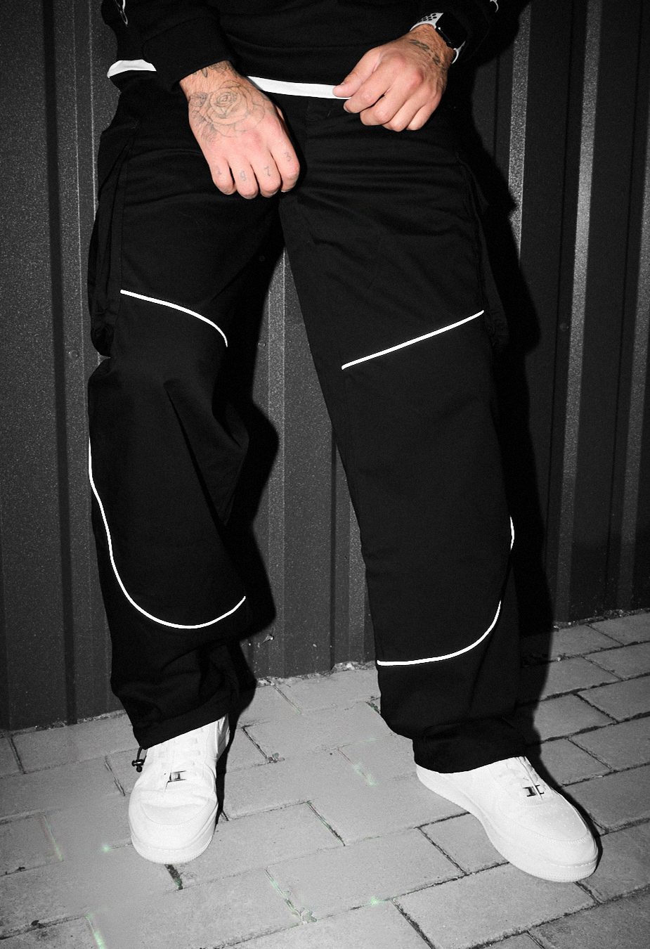 Pantaloni Staff cargo fol black reflective