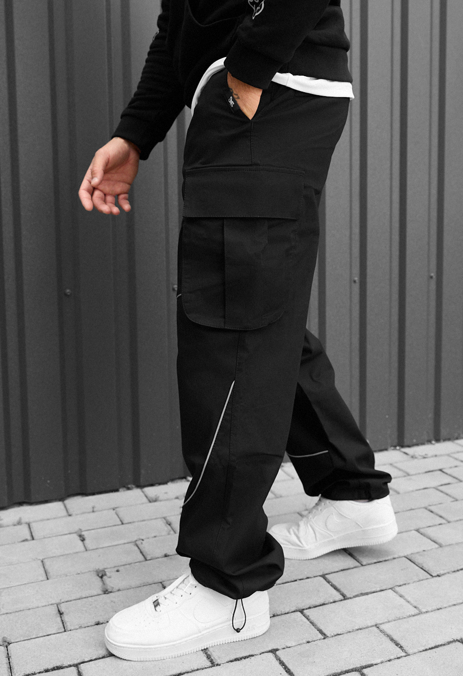 Pantaloni Staff cargo fol black reflective