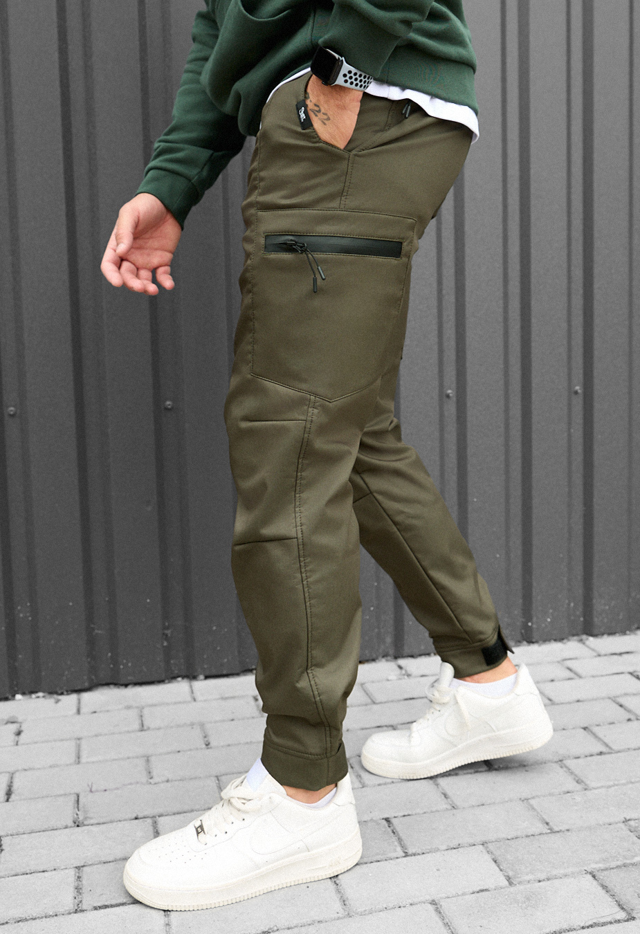 Pantaloni izolați Staff do cargo khaki fleece