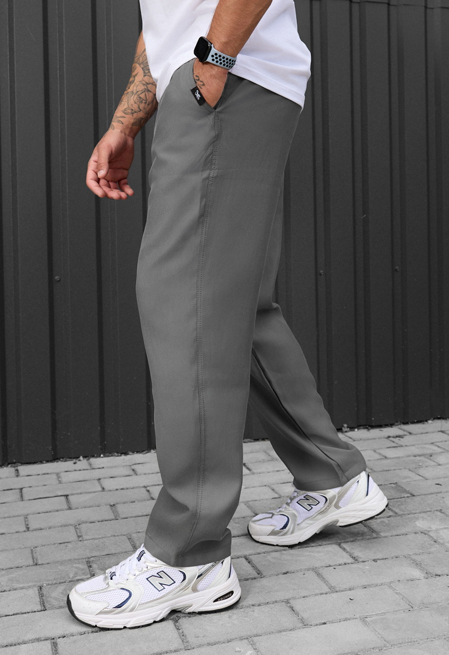 Pantaloni chinos Staff pli gray