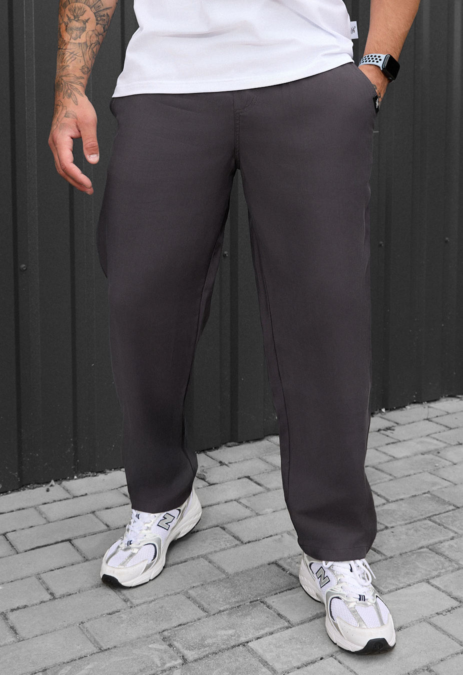 Pantaloni chinos Staff pli dark gray