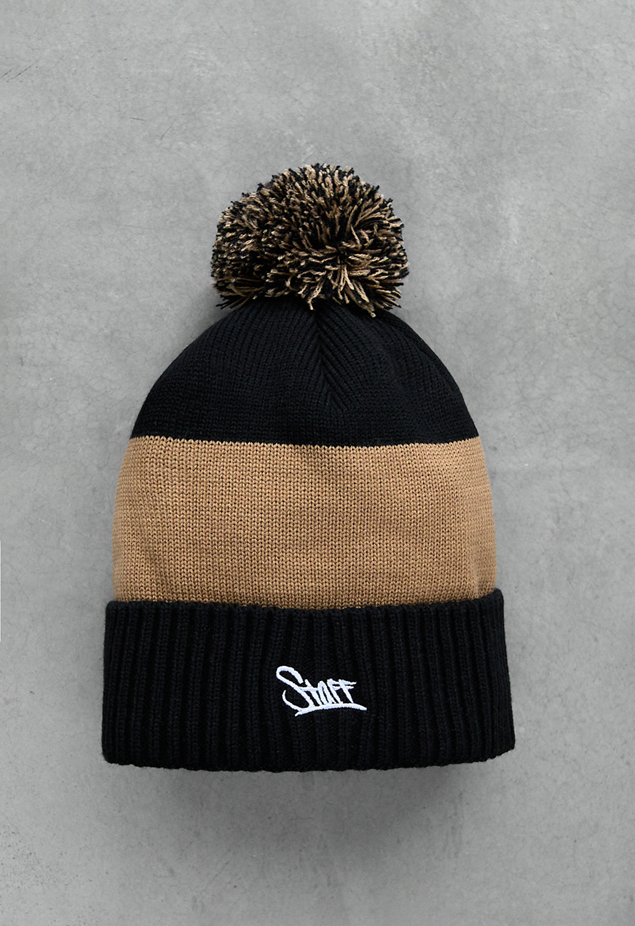 Căciulă Staff black & brown logo pompon