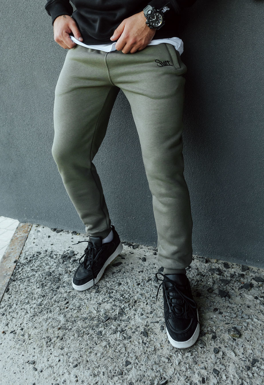 Pantaloni de trening Staff khaki logo fleece