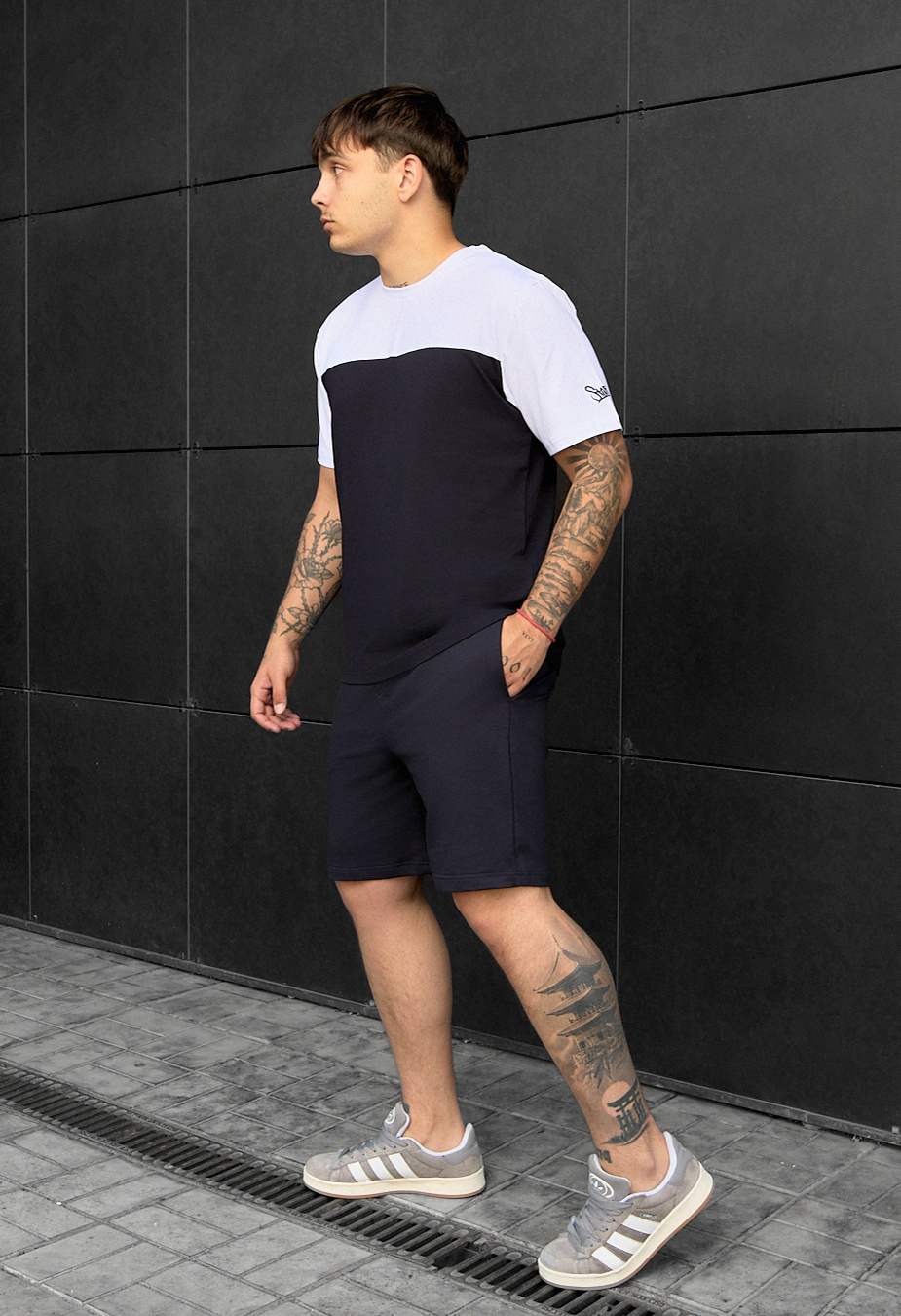 Set de vară tricou + pantaloni scurți Staff tom navy & white