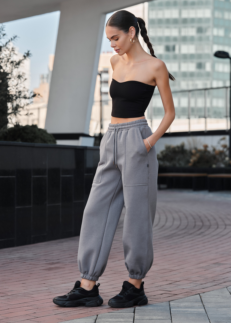 Pantalonii de trening de damă Staff lyn gray fleece