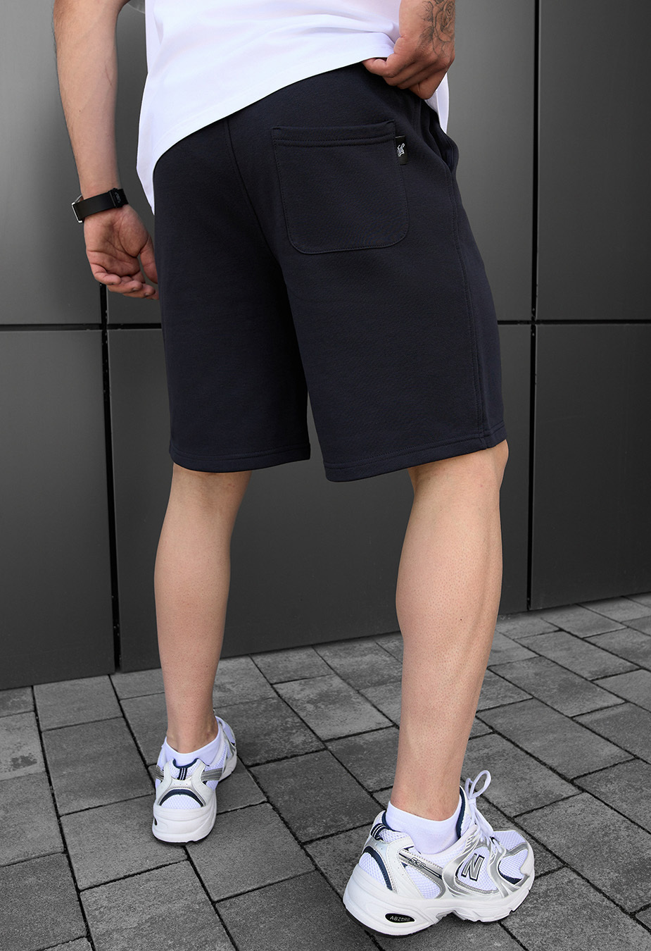 Pantaloni scurți tricotați Staff dje navy logo