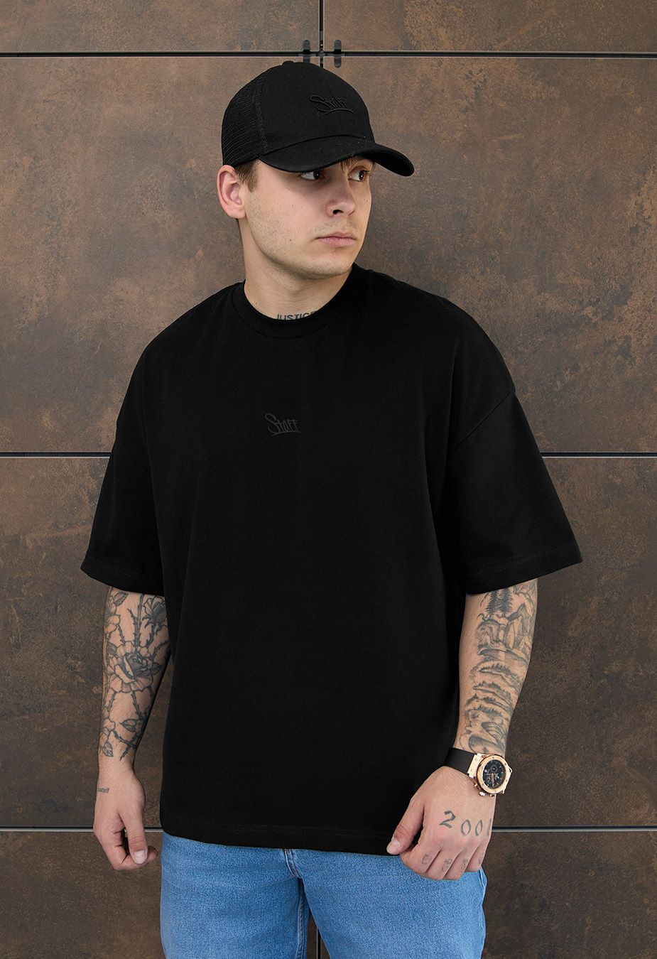 Tricou Staff black logo oversize