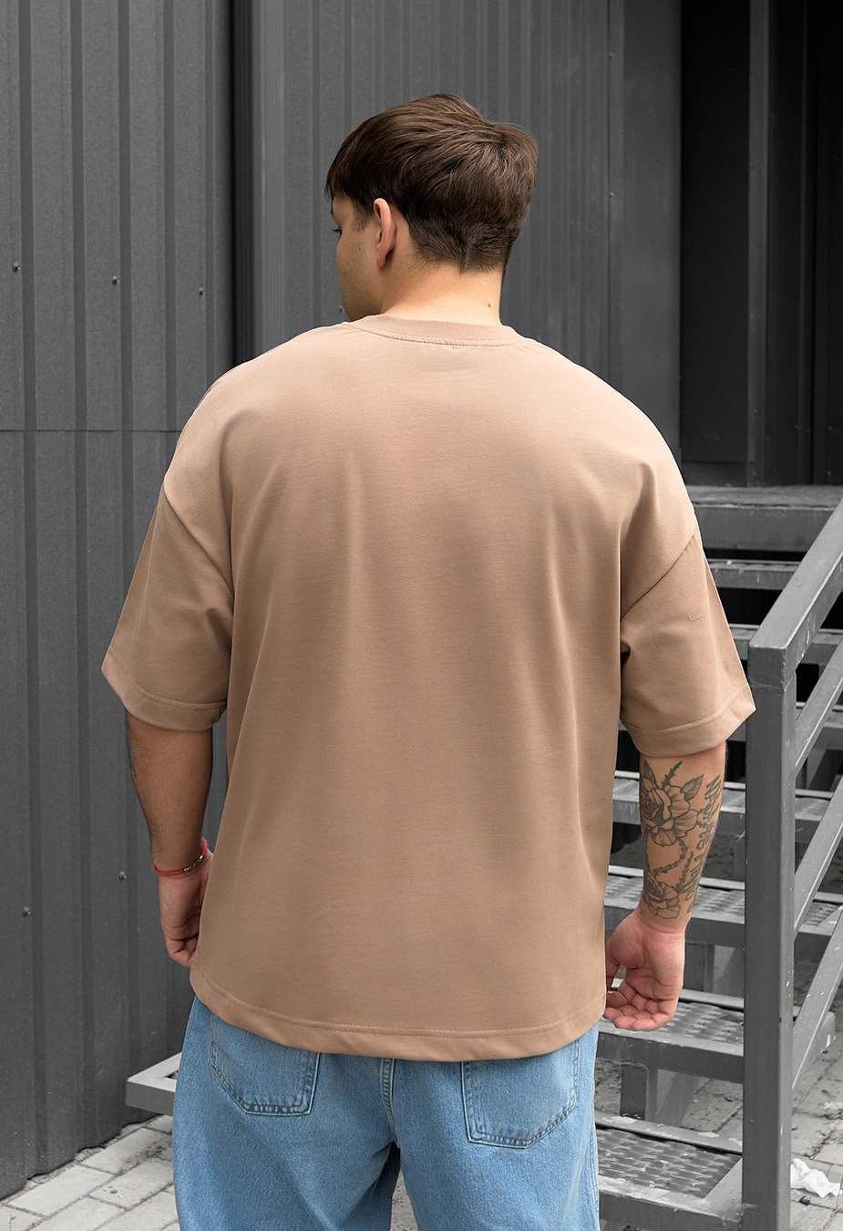 Tricou Staff brown logo oversize