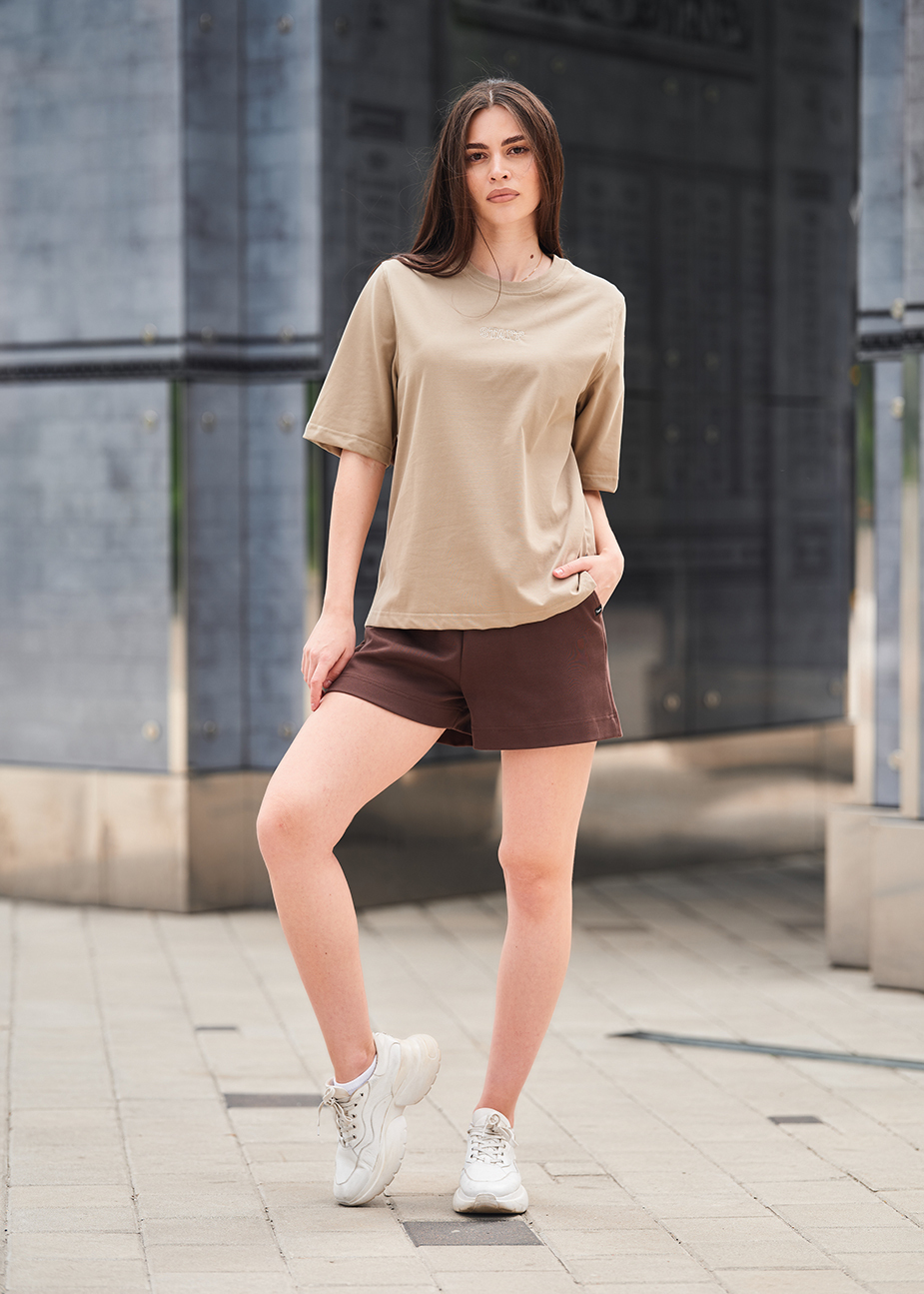 Tricou de damă Staff is logo olive beige