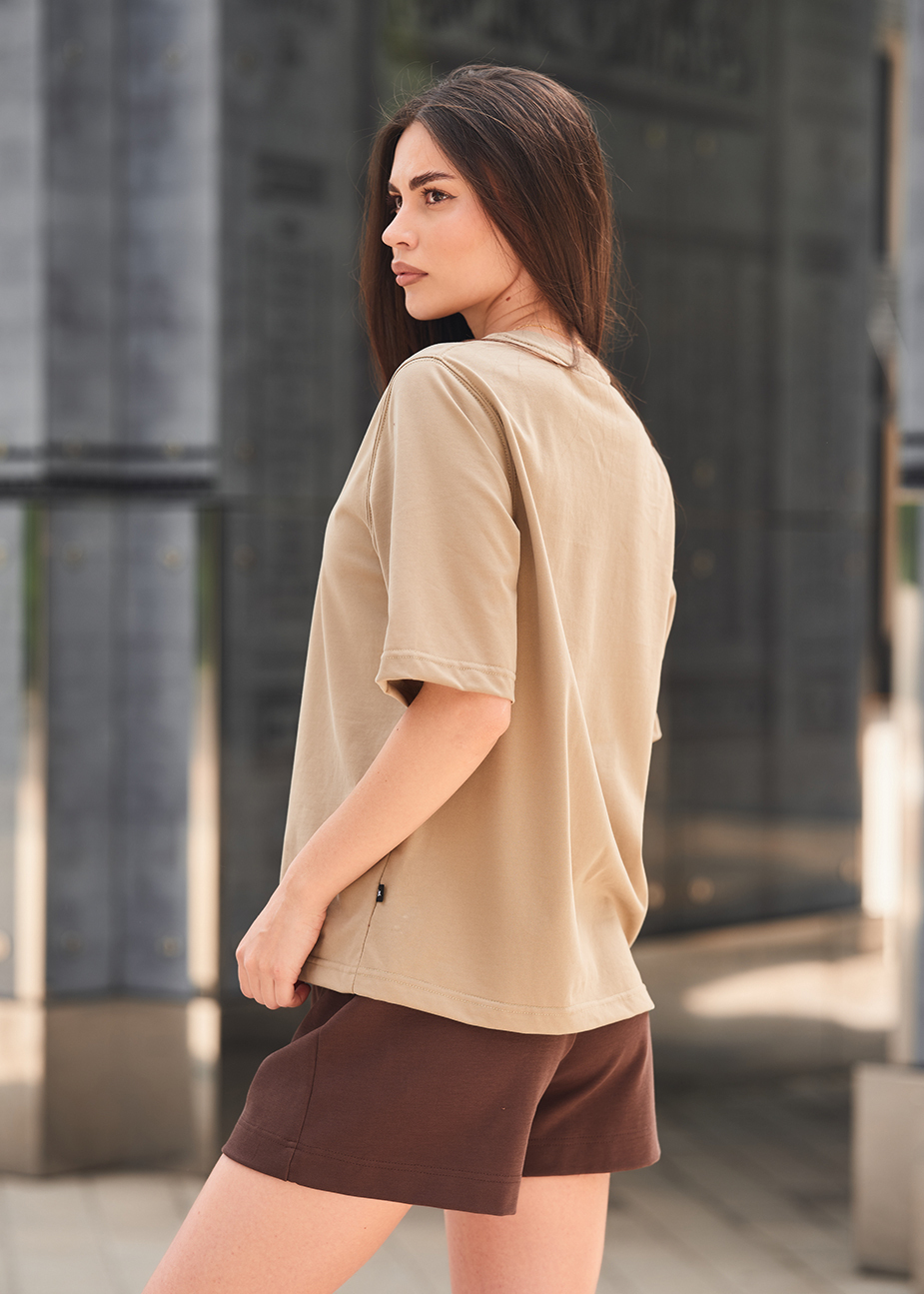 Tricou de damă Staff is logo olive beige