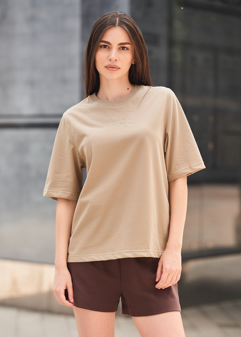 Tricou de damă Staff is logo olive beige