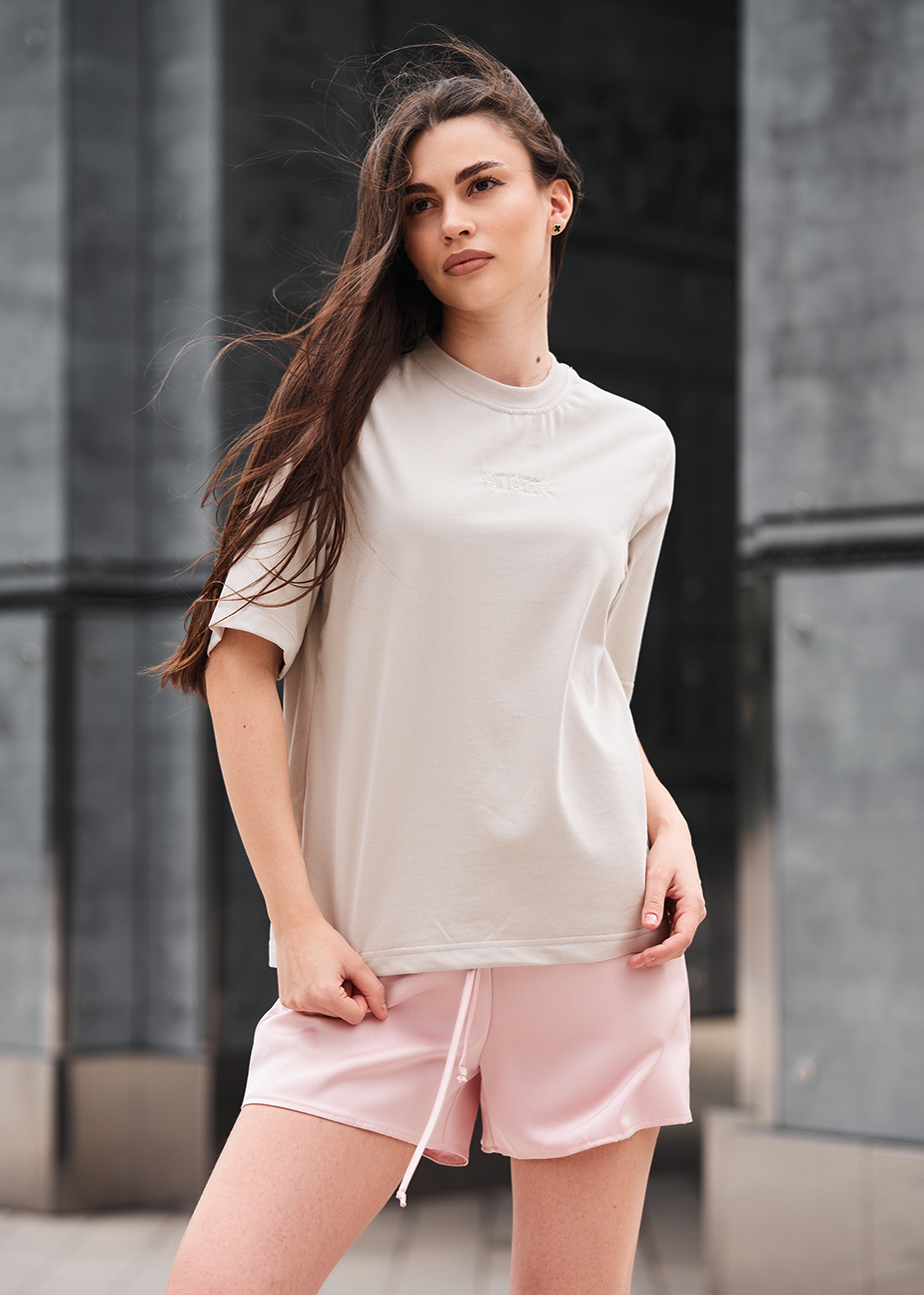 Tricou de damă Staff is logo light beige