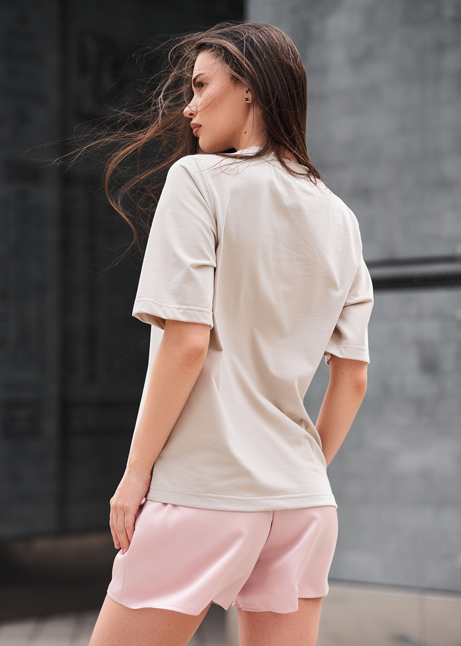 Tricou de damă Staff is logo light beige