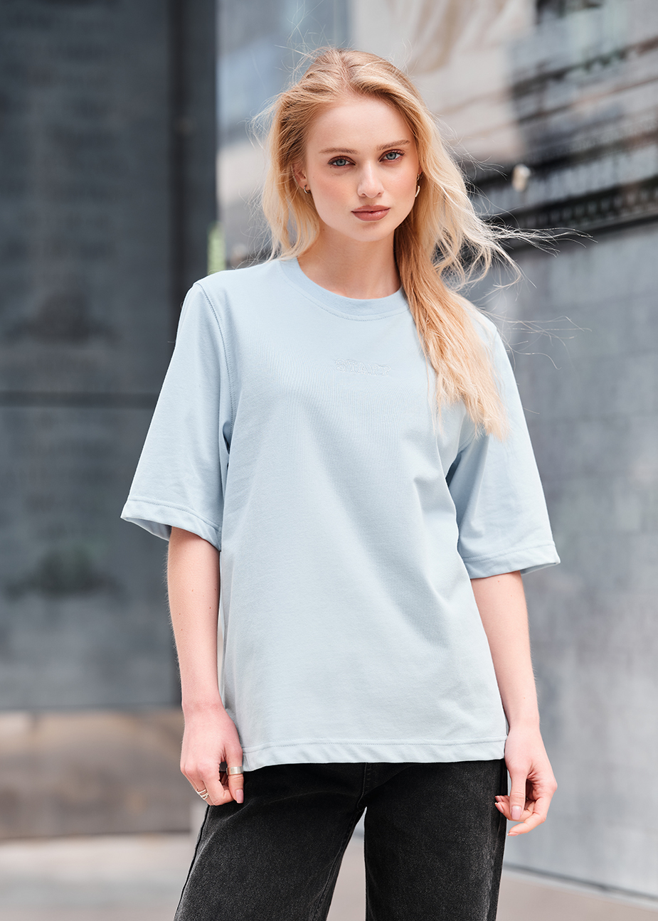 Tricou de damă Staff is logo light blue