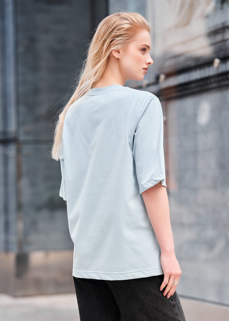 Tricou de damă Staff is logo light blue