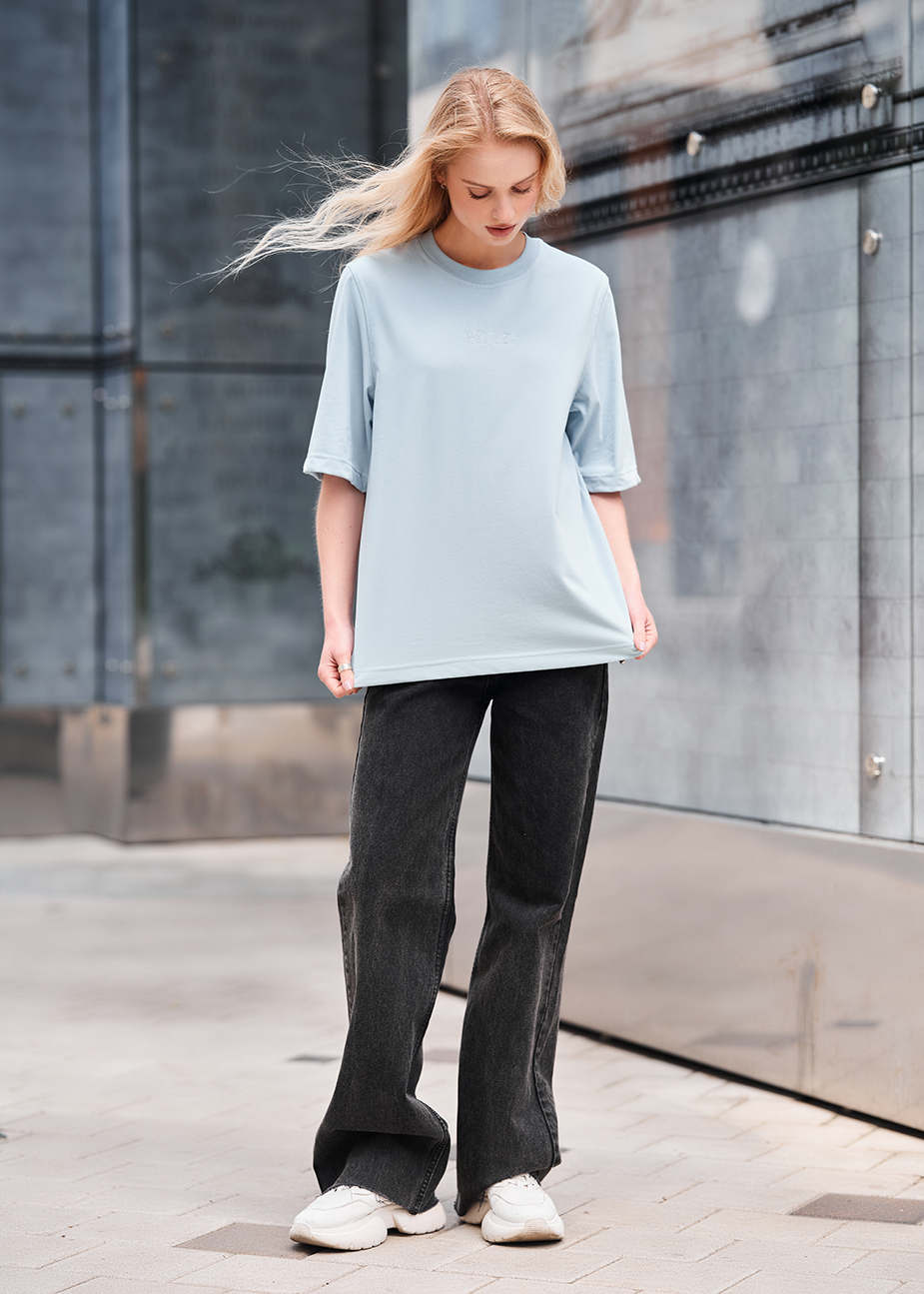 Tricou de damă Staff is logo light blue