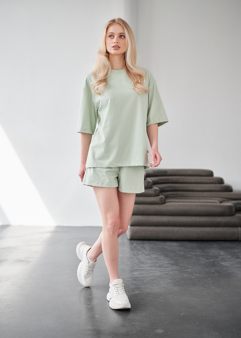 Set de vară de damă tricou + pantaloni scurți Staff me mint oversize