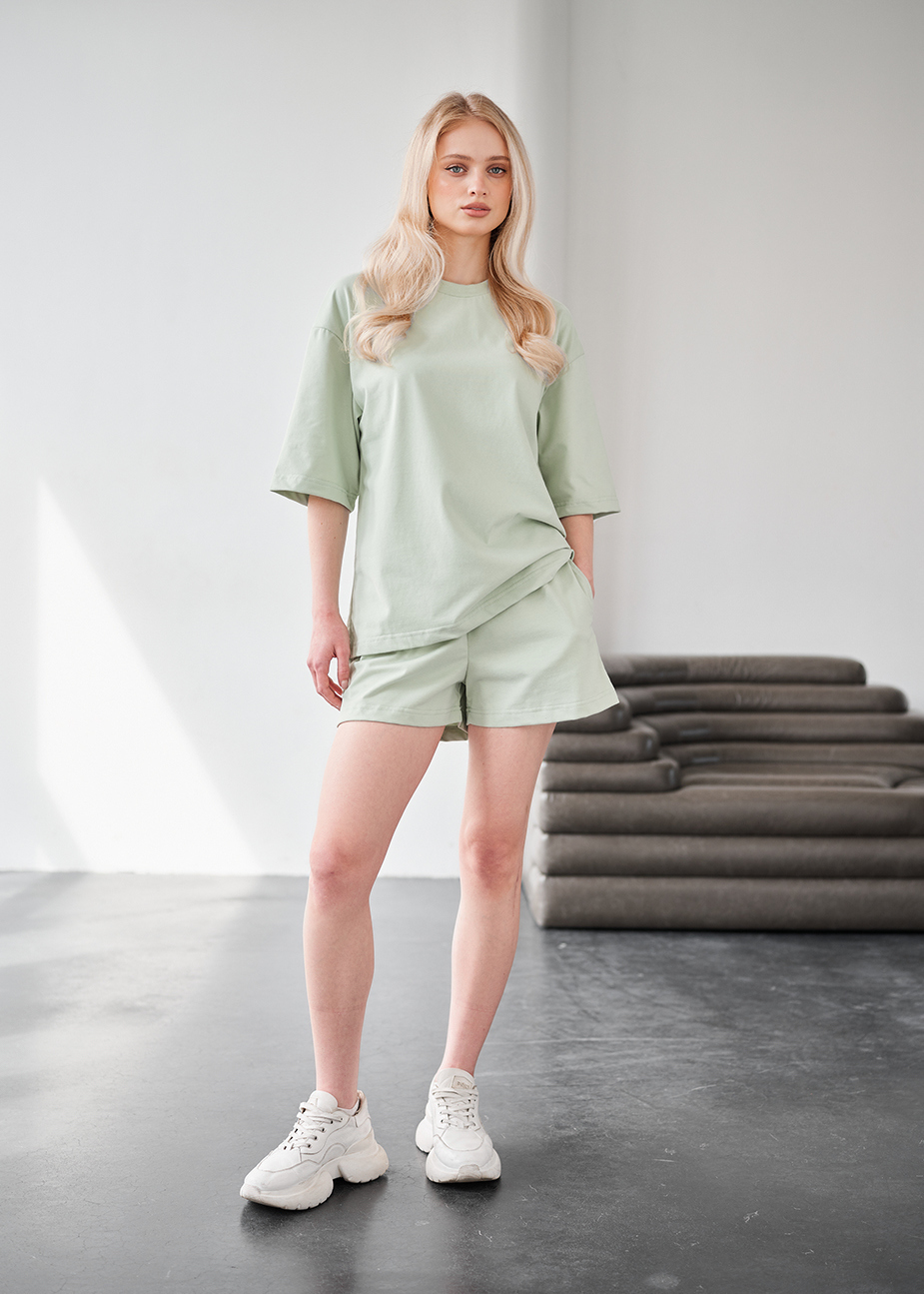 Set de vară de damă tricou + pantaloni scurți Staff me mint oversize