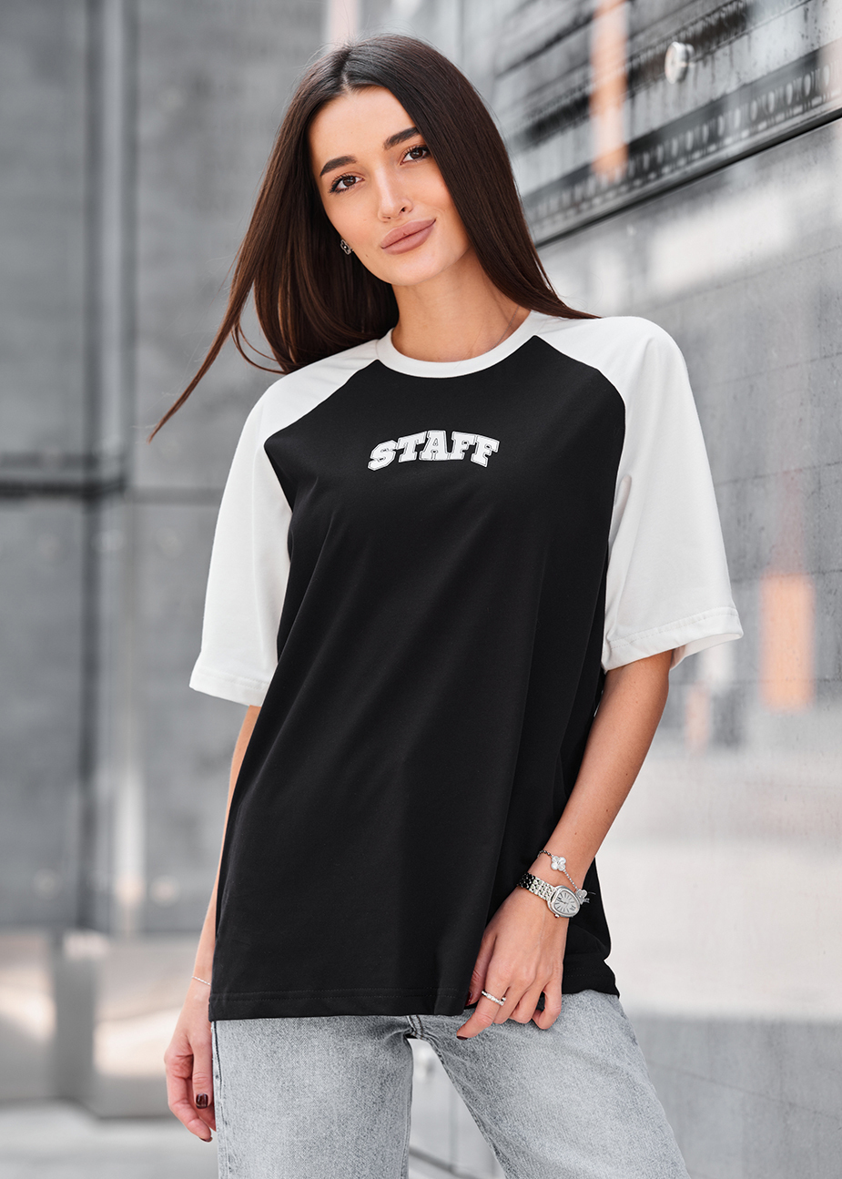 Tricou de damă Staff ed white & black logo oversize