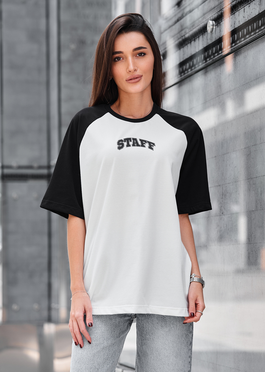Tricou de damă Staff ed black & white logo oversize