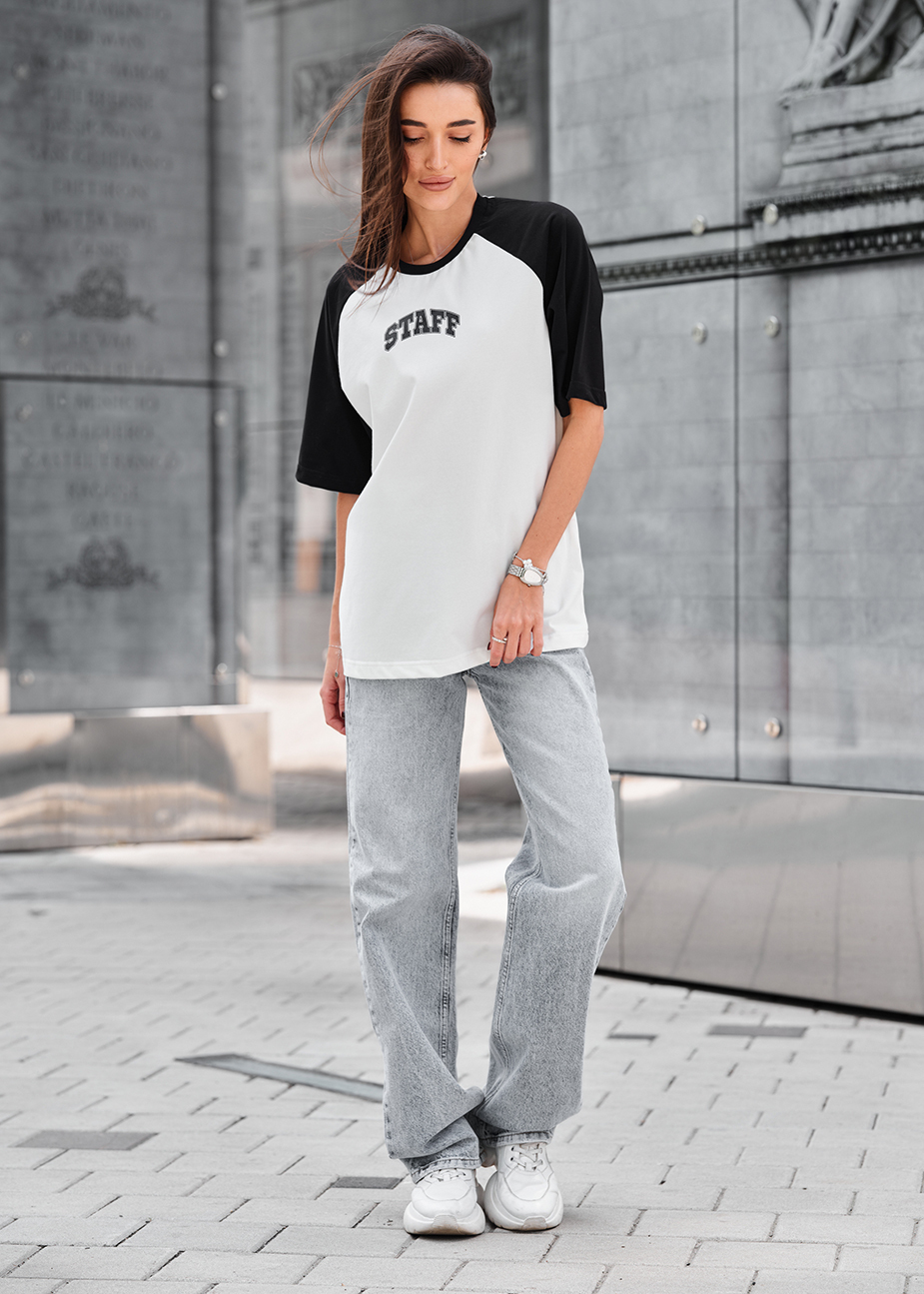 Tricou de damă Staff ed black & white logo oversize