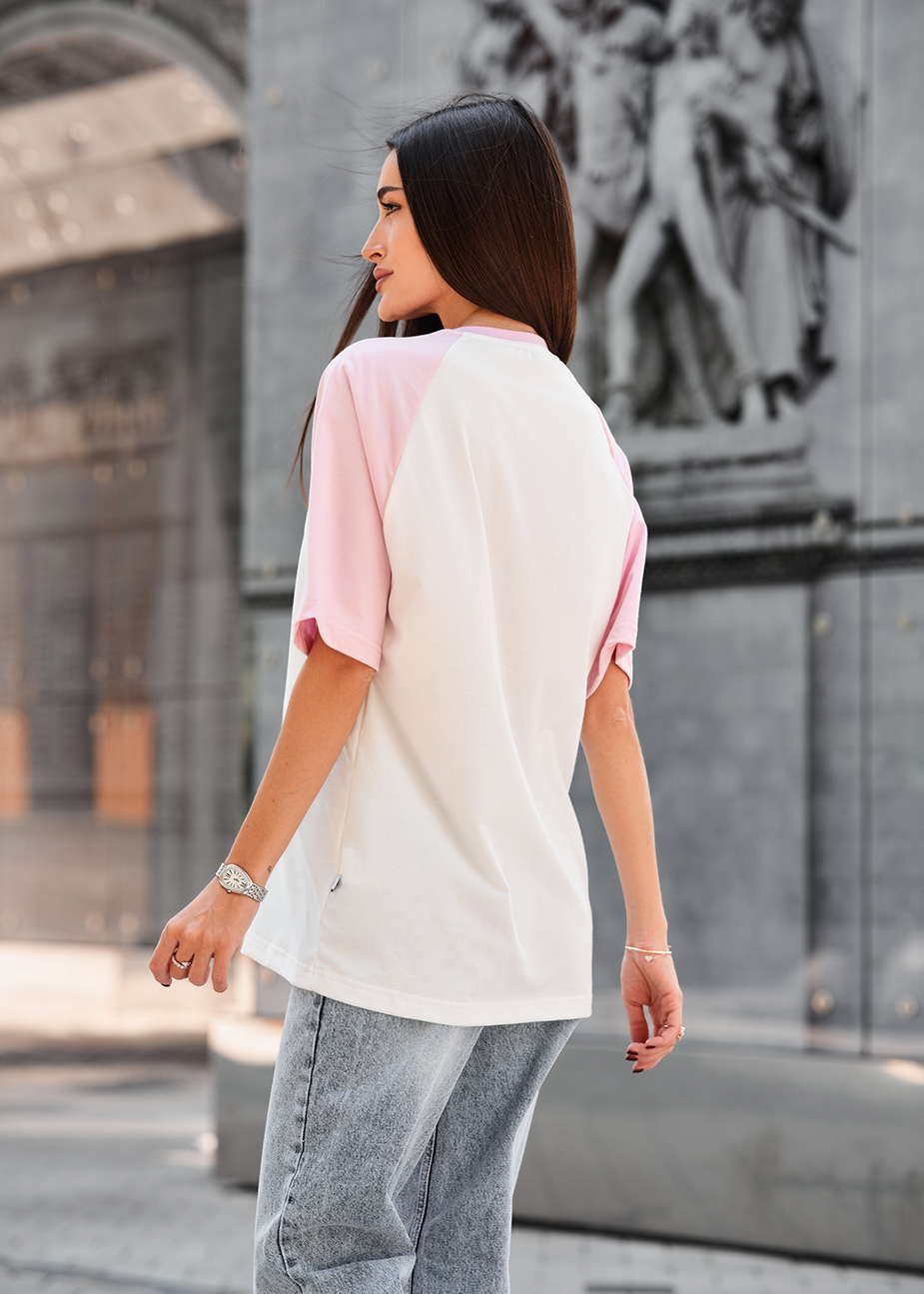 Tricou de damă Staff ed light pink & white logo oversize