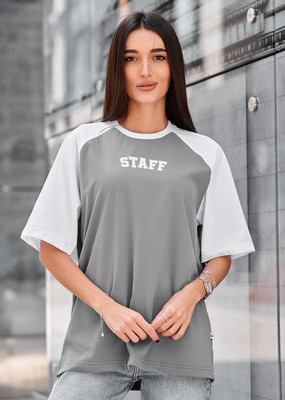 Tricou de damă Staff ed white & gray logo oversize
