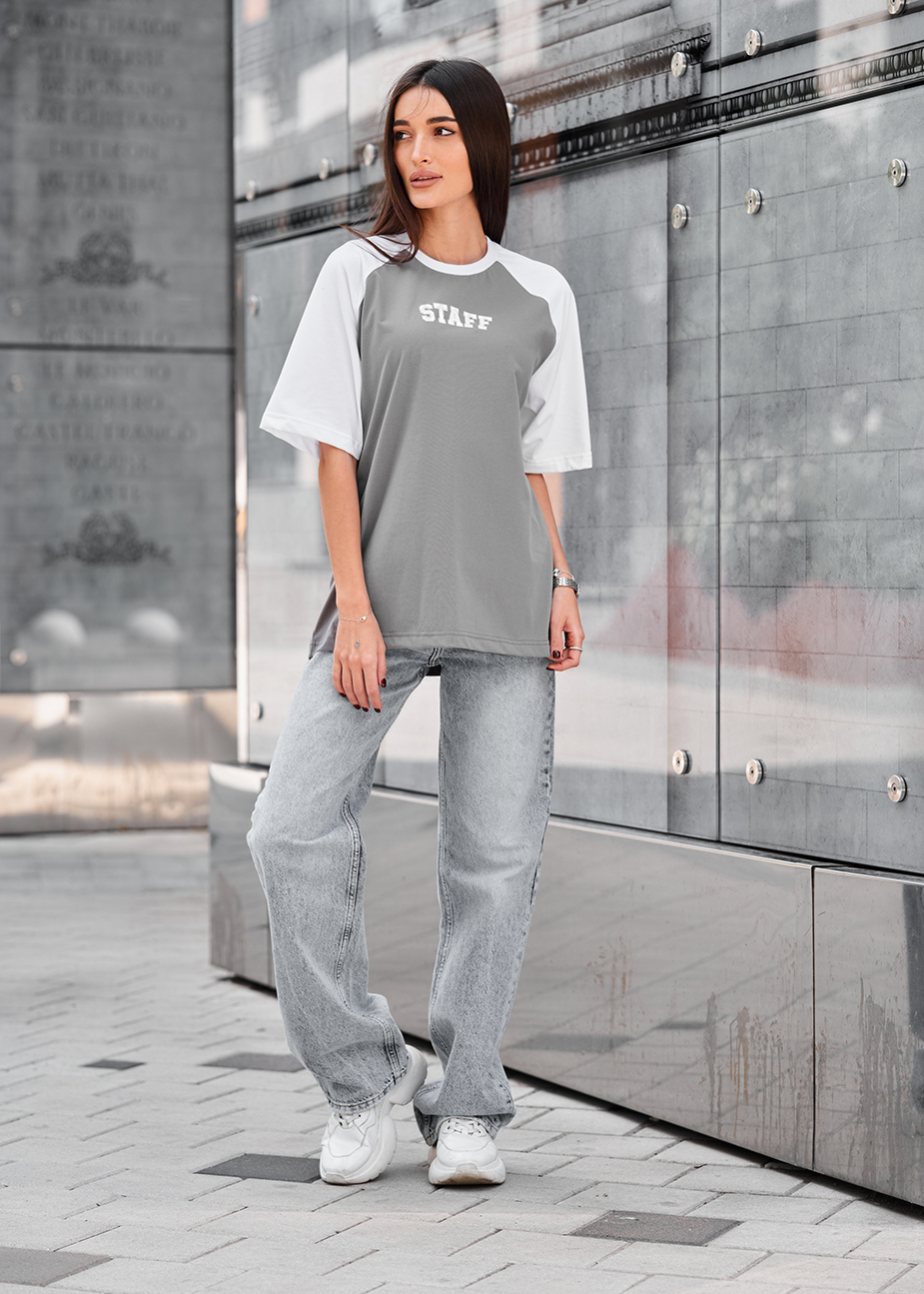 Tricou de damă Staff ed white & gray logo oversize