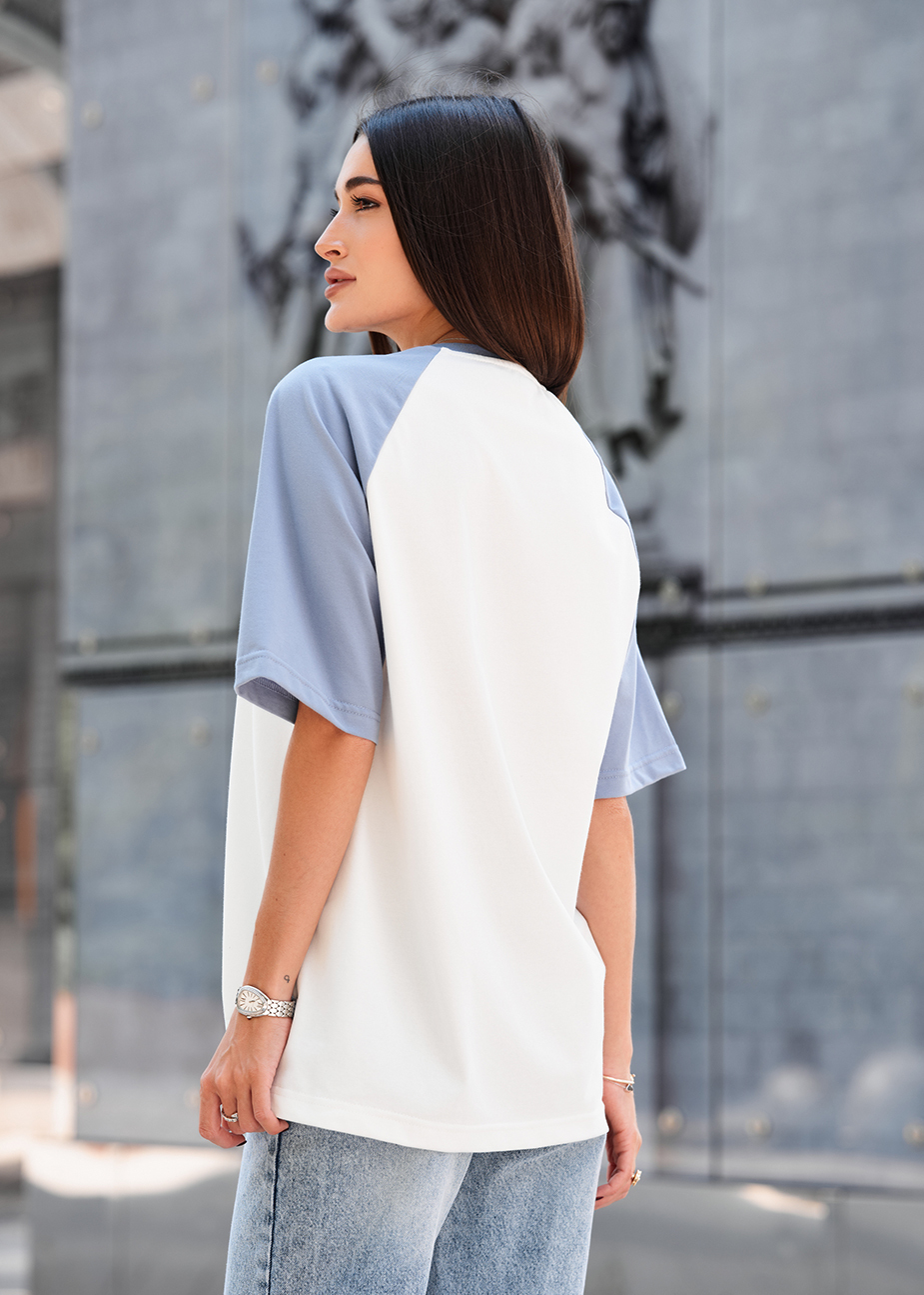 Tricou de damă Staff ed light blue & white logo oversize
