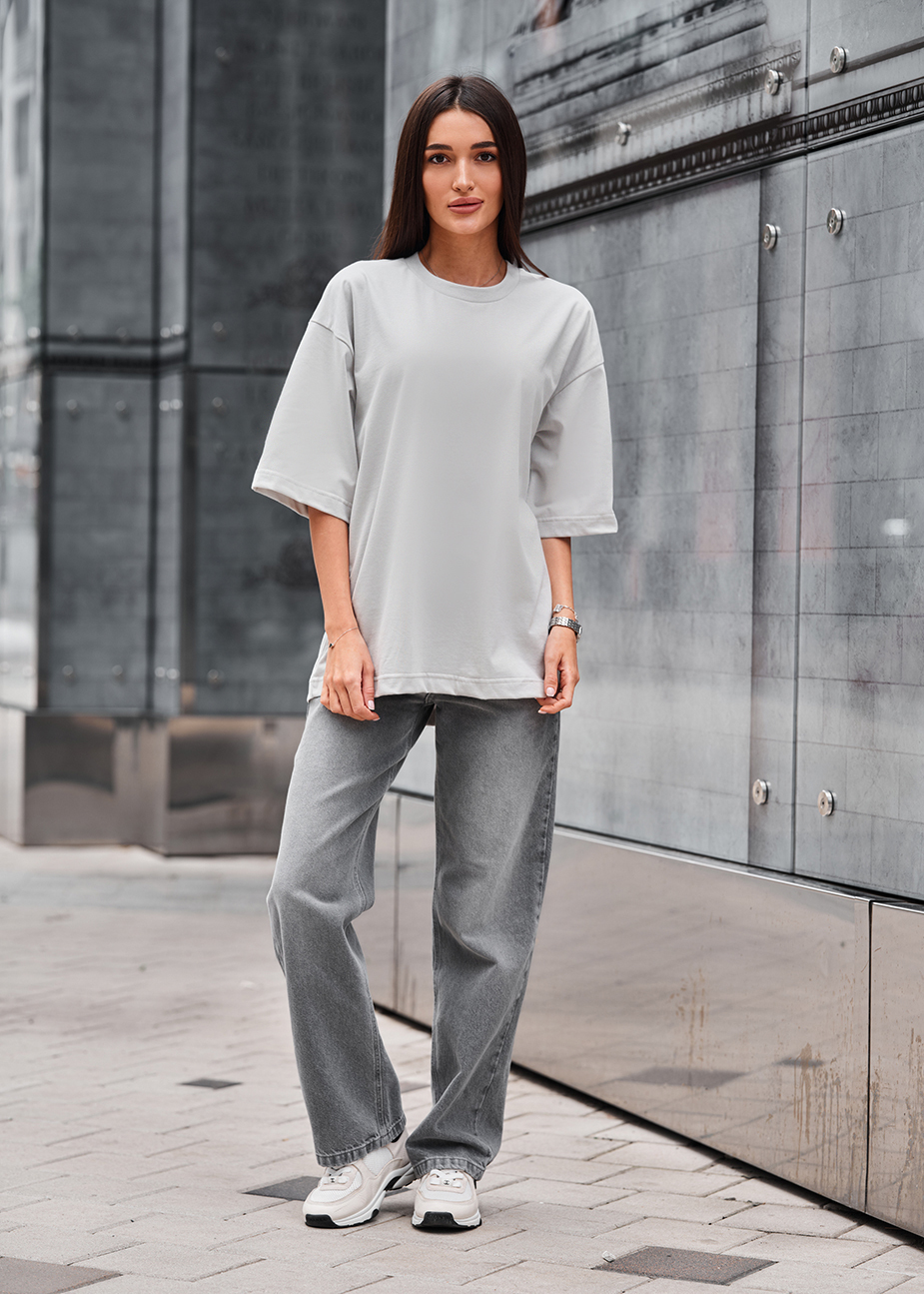 Tricou de damă Staff ri light gray oversize