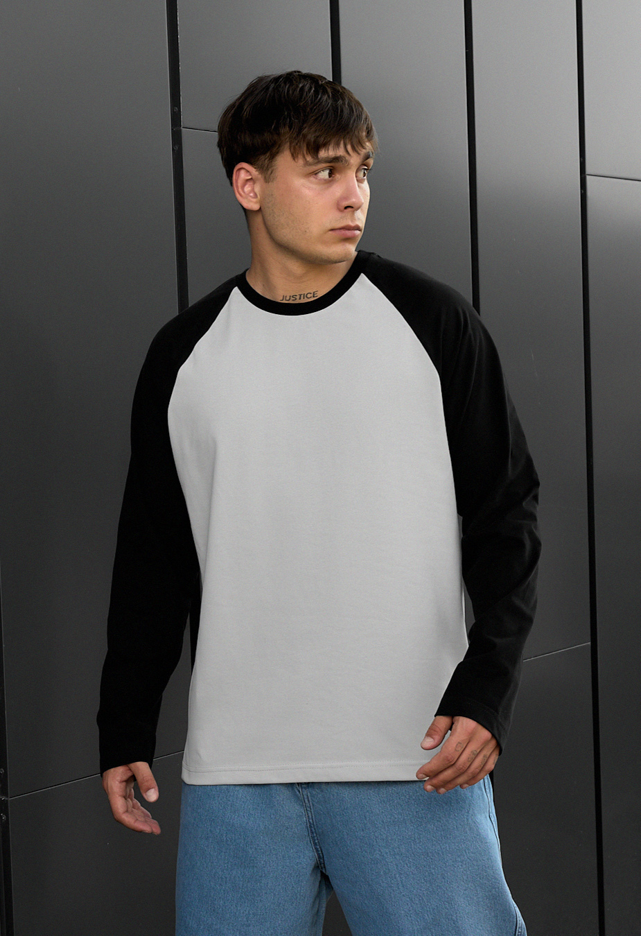 Bluză Staff su reglan light gray & black