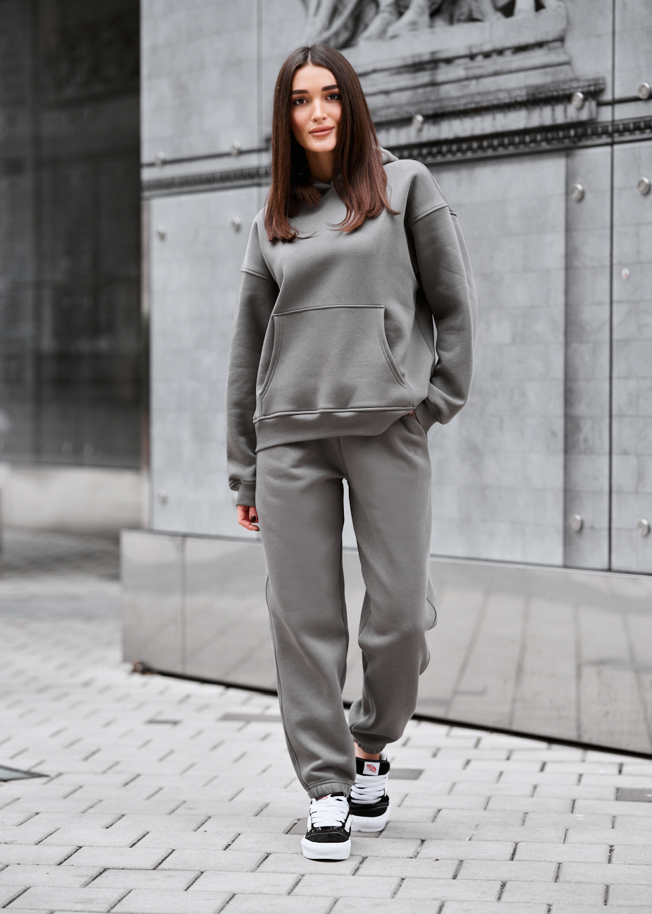 Costum de trening de damă Staff nex gray oversize fleece
