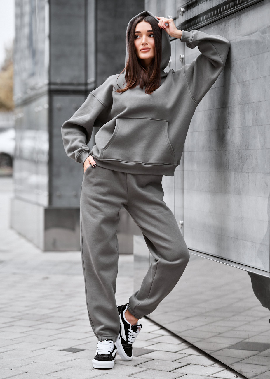 Costum de trening de damă Staff nex gray oversize fleece
