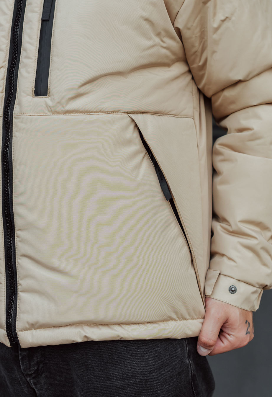 Geacă de iarnă Staff br beige logo